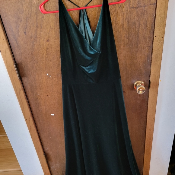 Jenny Yoo velvet green maxi dress womens 24 - Picture 3 of 10